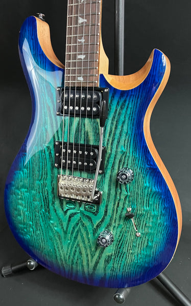PRS SE Custom 24 "Exotic" Burled Ash Limited Edition Electric Guitar Lake Blue