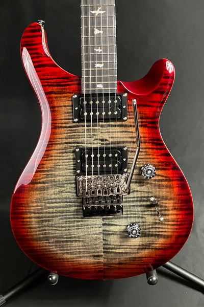 PRS SE Custom 24 "Floyd" Electric Guitar Charcoal Cherry Burst Finish w/ Gig Bag