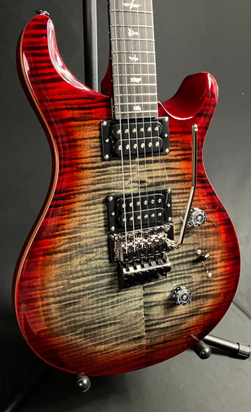 PRS SE Custom 24 "Floyd" Electric Guitar Charcoal Cherry Burst Finish w/ Gig Bag