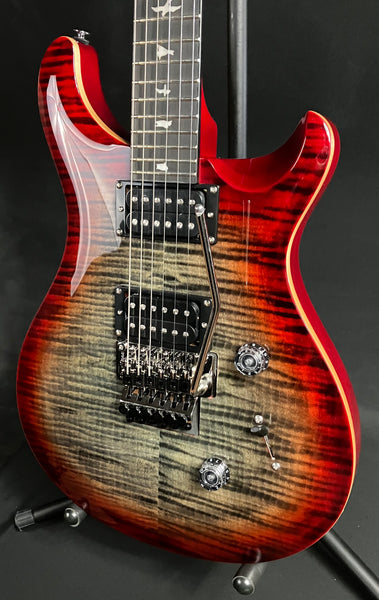 PRS SE Custom 24 "Floyd" Electric Guitar Charcoal Cherry Burst Finish w/ Gig Bag
