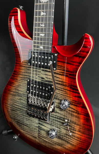 PRS SE Custom 24 "Floyd" Electric Guitar Charcoal Cherry Burst Finish w/ Gig Bag