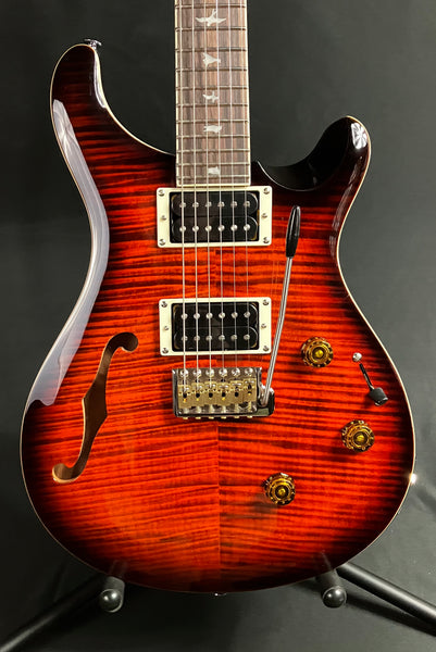 PRS SE Custom 24 Semi-Hollow Piezo Electric Guitar Orange Tiger Smokeburst