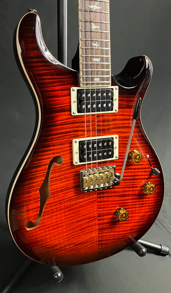 PRS SE Custom 24 Semi-Hollow Piezo Electric Guitar Orange Tiger Smokeburst