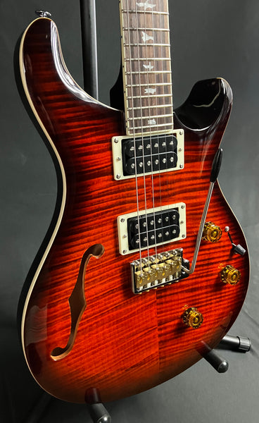 PRS SE Custom 24 Semi-Hollow Piezo Electric Guitar Orange Tiger Smokeburst