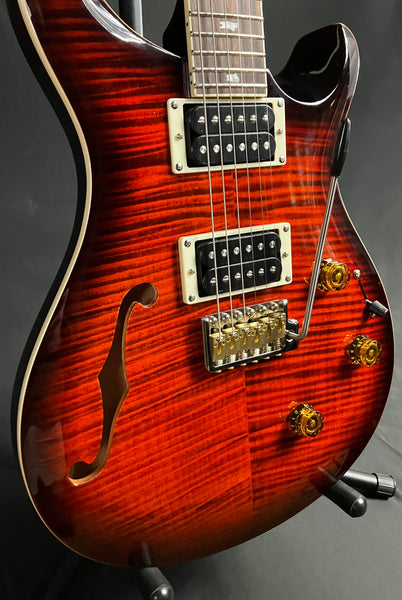 PRS SE Custom 24 Semi-Hollow Piezo Electric Guitar Orange Tiger Smokeburst