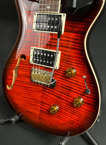 PRS SE Custom 24 Semi-Hollow Piezo Electric Guitar Orange Tiger Smokeburst