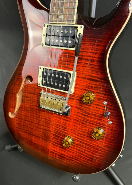 PRS SE Custom 24 Semi-Hollow Piezo Electric Guitar Orange Tiger Smokeburst
