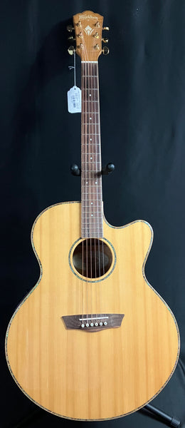Washburn WJ45SCE Flamed Maple Jumbo Cutaway Acoustic-Electric Guitar Natural w/ Case
