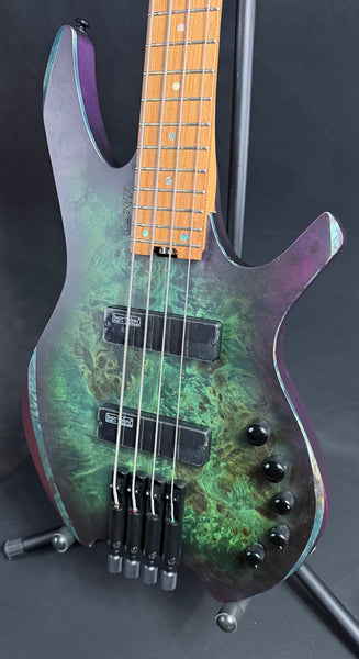 Cort Space 4 Headless 4-String Bass Guitar Star Dust Green w/ Gig Bag