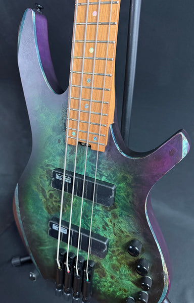 Cort Space 4 Headless 4-String Bass Guitar Star Dust Green w/ Gig Bag