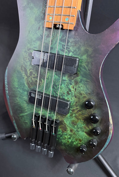 Cort Space 4 Headless 4-String Bass Guitar Star Dust Green w/ Gig Bag