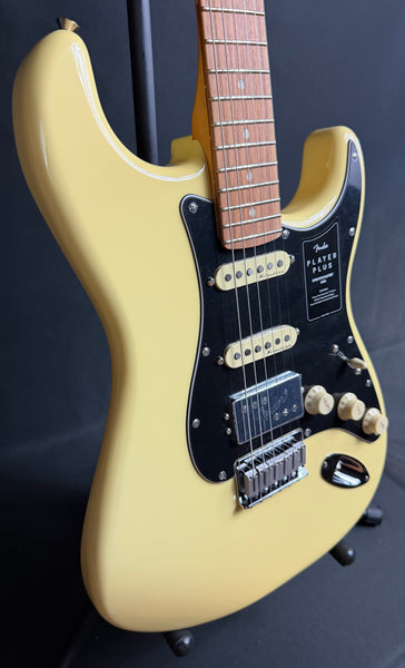 Fender Player Plus Stratocaster HSS HT Hardtail Electric Guitar Vintage White w/ Gig Bag