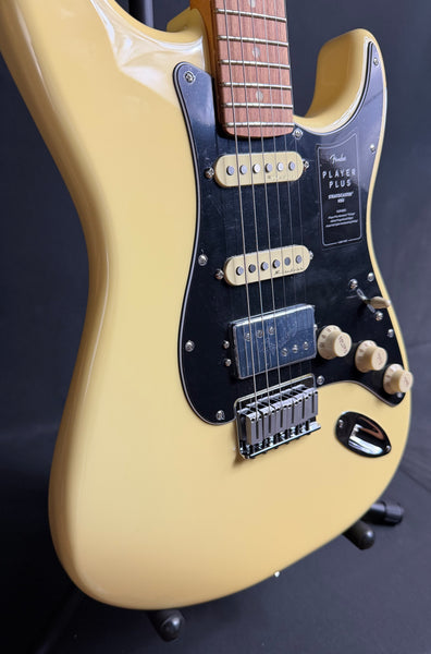 Fender Player Plus Stratocaster HSS HT Hardtail Electric Guitar Vintage White w/ Gig Bag