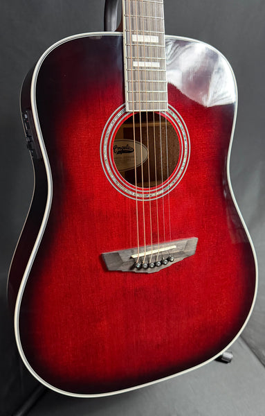 D'Angelico Premier Lexington Dreadnought Acoustic-Electric Guitar Trans Black Cherry (655)
