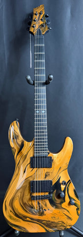 Schecter C-1 Hydro-Dip Electric Guitar Golden Eclipse Finish (745)
