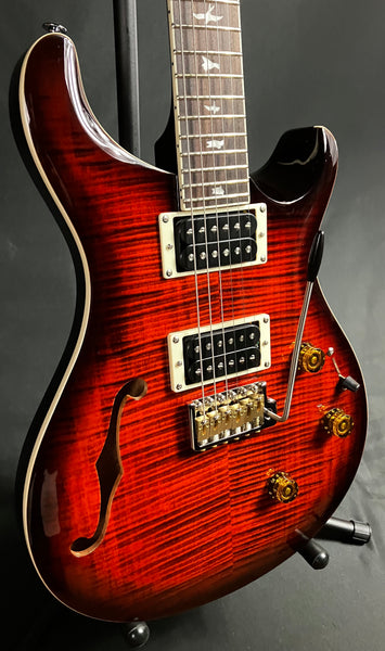 PRS SE Custom 24 Semi-Hollow Piezo Electric Guitar Orange Tiger Smokeburst
