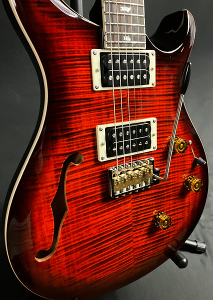 PRS SE Custom 24 Semi-Hollow Piezo Electric Guitar Orange Tiger Smokeburst