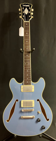 D'Angelico Excel Mini DC Tour Semi-Hollow Body Electric Guitar Slate Blue w/ Gig Bag