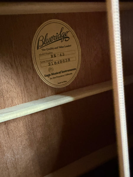 Blueridge BR-43 Grand Auditorium Acoustic Guitar Gloss Natural w/ K&K Pure Mini