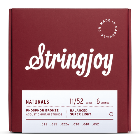Stringjoy NB1152 Naturals Acoustic Guitar String Set Phosphor Bronze 11-52
