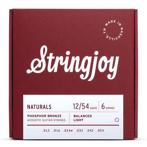 Stringjoy NB1254 Naturals Acoustic Guitar String Set Phosphor Bronze 12-54