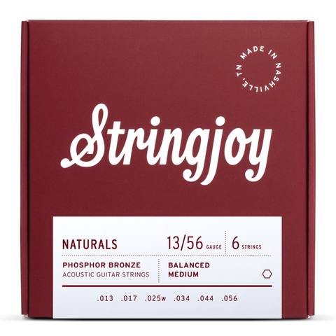 Stringjoy NB1356 Naturals Acoustic Guitar String Set Phosphor Bronze 13-56