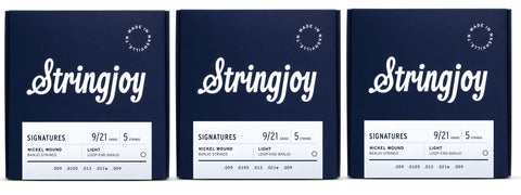 Stringjoy NW0921 Signatures Banjo String Set Nickel Wound 9-21 (3-Pack)