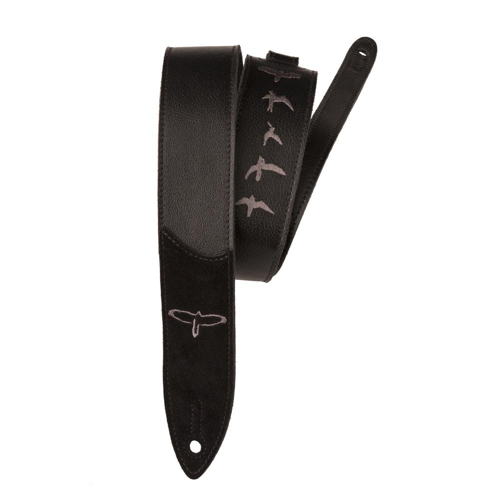 Paul Reed Smith PRS Premium Leather Guitar Strap, Birds Embroidery - Black