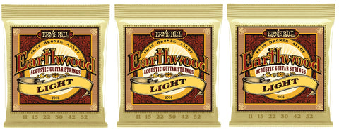 Ernie Ball 2004 Earthwood Acoustic Guitar Strings Light Bronze 11-52 (3-Pack)