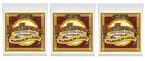 Ernie Ball 2067 Earthwood Mandolin Strings Light Bronze Loop End 9-34 (3-Pack)