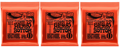 Ernie Ball 2215 Skinny Top Heavy Bottom Slinky Nickel Electric Guitar Strings 10-52 (3-Pack)