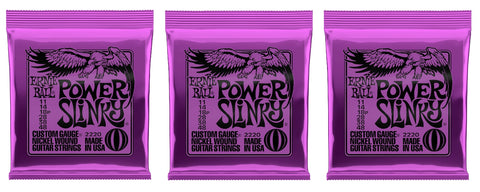 Ernie Ball 2220 Power Slinky Nickel Electric Guitar Strings 11-48 (3-Pack)