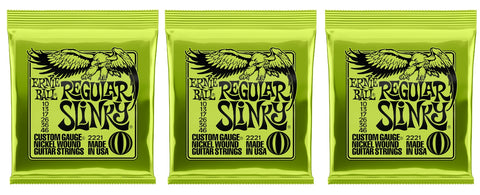 Ernie Ball 2221 Regular Slinky Nickel Electric Guitar Strings 10-46 (3-Pack)