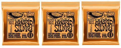 Ernie Ball 2222 Hybrid Slinky Nickel Electric Guitar Strings 9-46 (3-Pack)