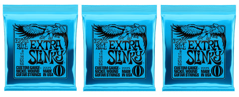 Ernie Ball 2225 Extra Slinky Nickel Electric Guitar Strings 8-38 (3-Pack)