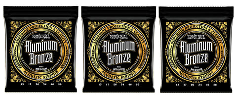 Ernie Ball 2564 Aluminum Bronze Acoustic Guitar Strings Medium 13-56 (3-Pack)