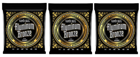 Ernie Ball 2568 Aluminum Bronze Acoustic Guitar Strings 11-52 (3 Pack)