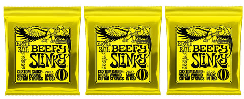 Ernie Ball 2627 Beefy Slinky Nickel Electric Guitar Strings 11-54 (3-Pack)