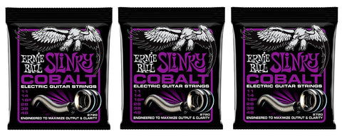 Ernie Ball 2720 Cobalt Power Slinky Electric Guitar Strings 11-48 (3-Pack)