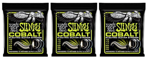 Ernie Ball 2721 Cobalt Regular Slinky Electric Guitar Strings 10-46 (3-Pack)