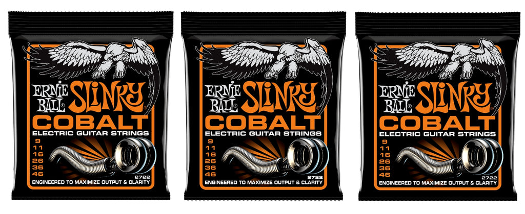 Ernie Ball 2722 Cobalt Hybrid Slinky Electric Guitar Strings 9-46 (3-Pack)
