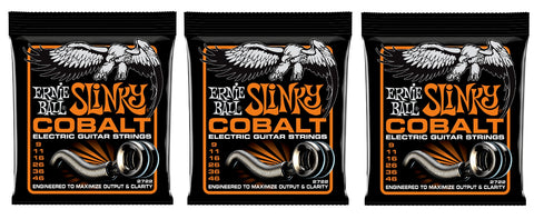 Ernie Ball 2722 Cobalt Hybrid Slinky Electric Guitar Strings 9-46 (3-Pack)