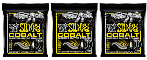 Ernie Ball 2727 Cobalt Beefy Slinky Electric Guitar Strings 11-54 (3-Pack)