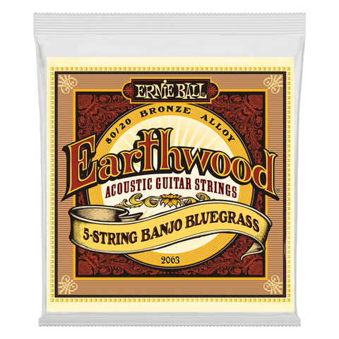 Ernie Ball 2063 Earthwood 5-String Bluegrass Banjo Strings Loop End 9-20