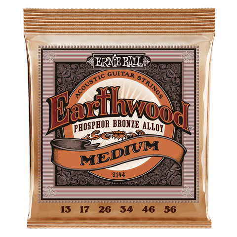Ernie Ball 2144 Earthwood Acoustic Guitar Strings Phosphor Bronze Medium 13-56