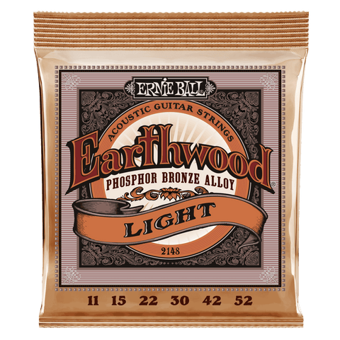 Ernie Ball 2148 Earthwood Acoustic Guitar Strings Phosphor Bronze Light 11-52