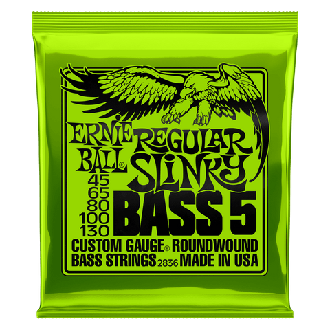 Ernie Ball 2836 Regular Slinky 5-String Electric Bass Guitar Strings 45-130
