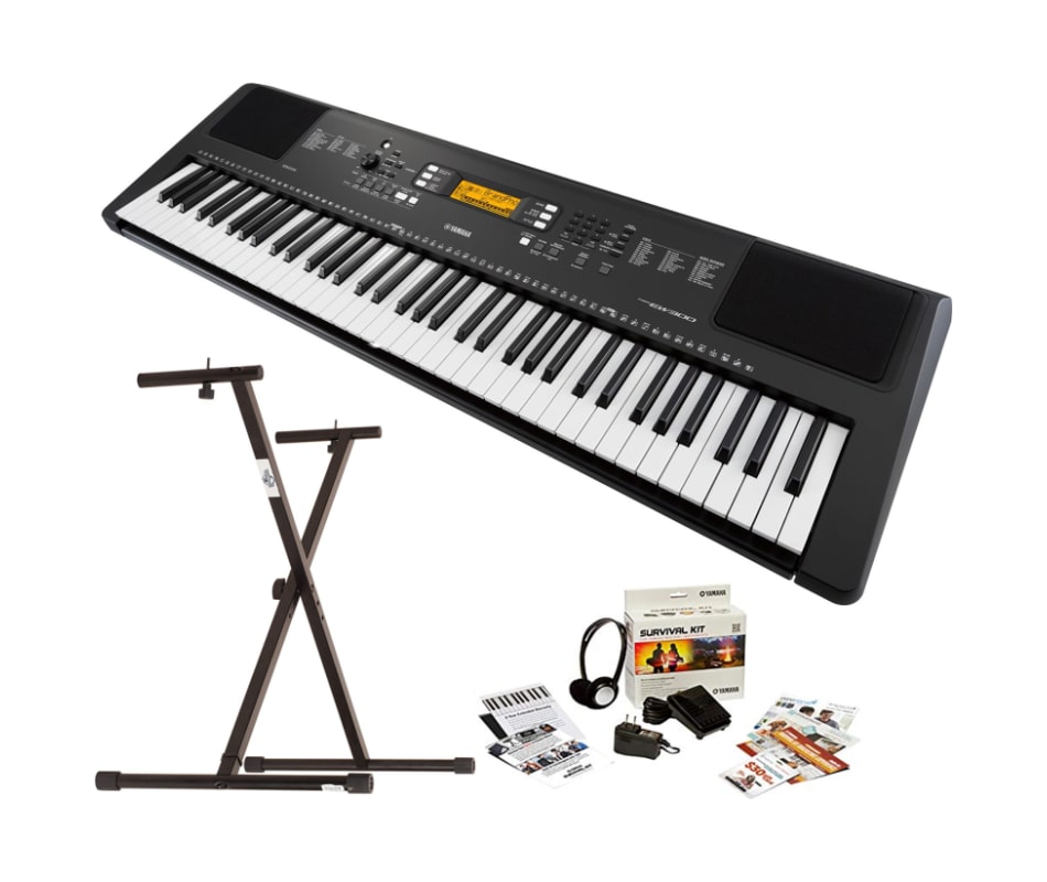 Yamaha PSR-EW300 76-Key Portable Keyboard Bundle w/ Stand and Survival Kit