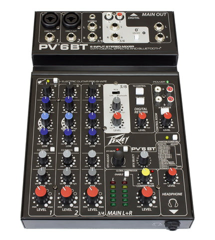 Peavey PV6BT 6-Channel Non-Powered Mixer w/ Bluetooth