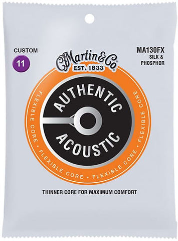 Martin MA130FX Flexible Core Acoustic Guitar Strings Silk and Phosphor Custom Light